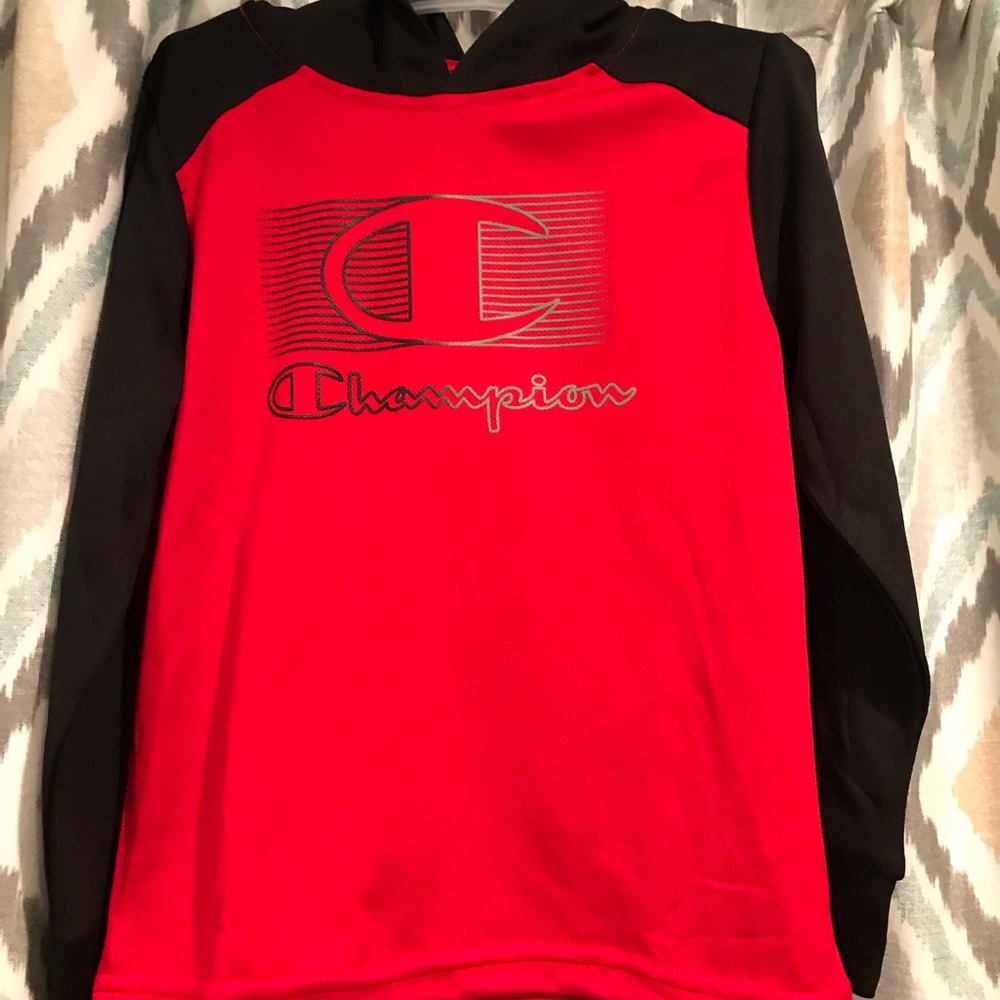 New Champion Boys Hoodie Long Sleeve Red Black Gray Size 5 6